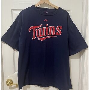 Joe Mauer #7 Minnesota Twins Majestic MLB T-Shirt Blue XL Baseball Fan Gear